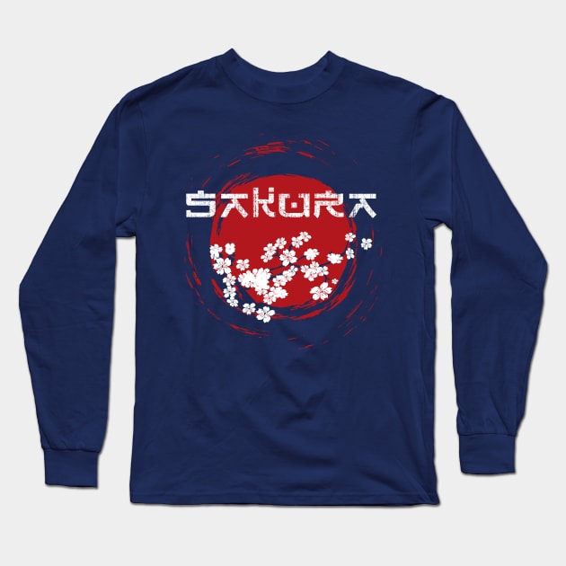 Sakura Cherry Blossom Japan Long Sleeve T-Shirt by Designkix